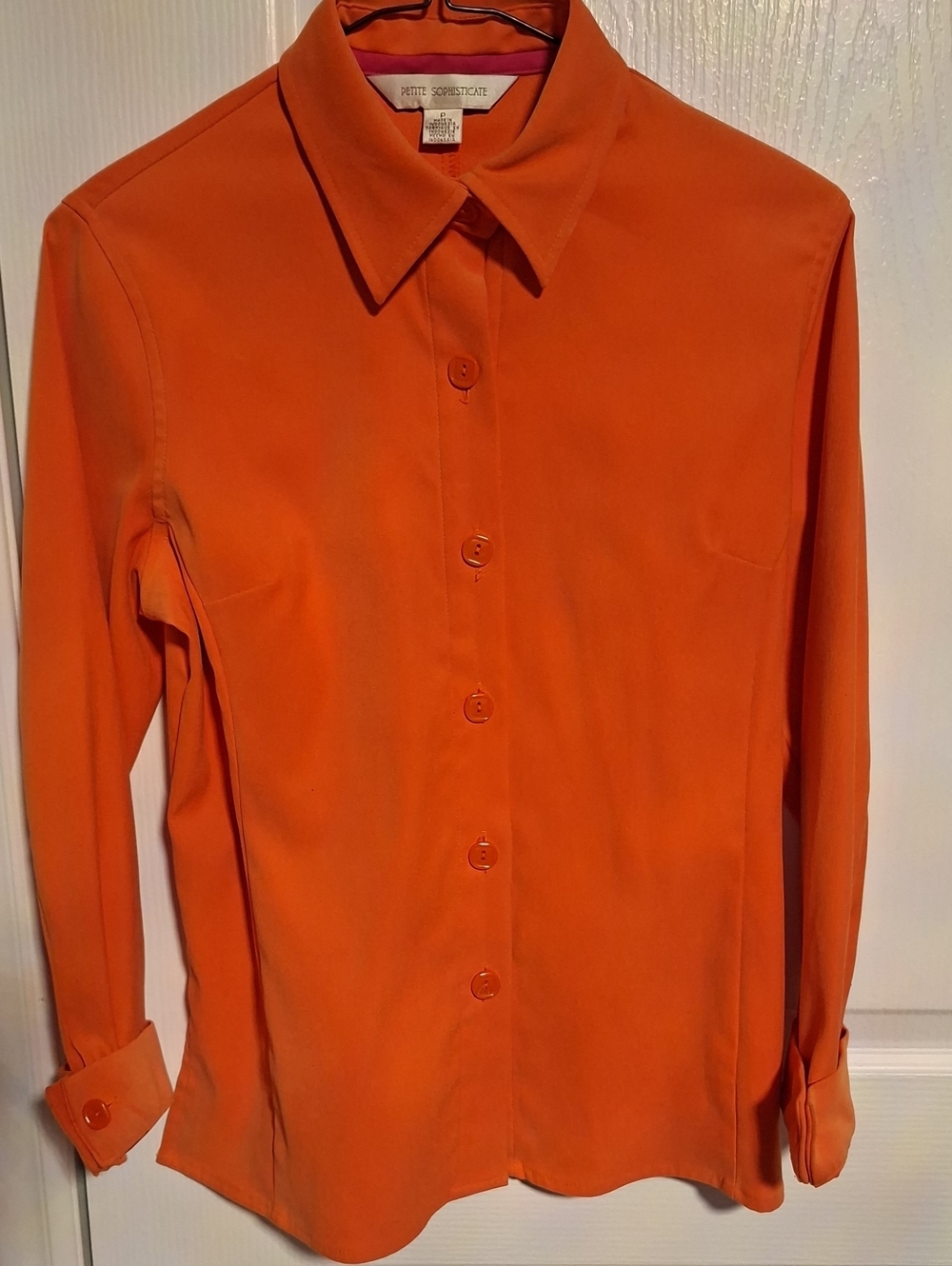 Petite Sophisticate Orange Long-Sleeve Button-Down Shirt